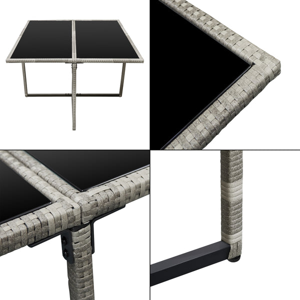 Salon de Jardin de 9 Pièces Cieza Acier Polyrotin Polyester avec Coussins [en.casa]
