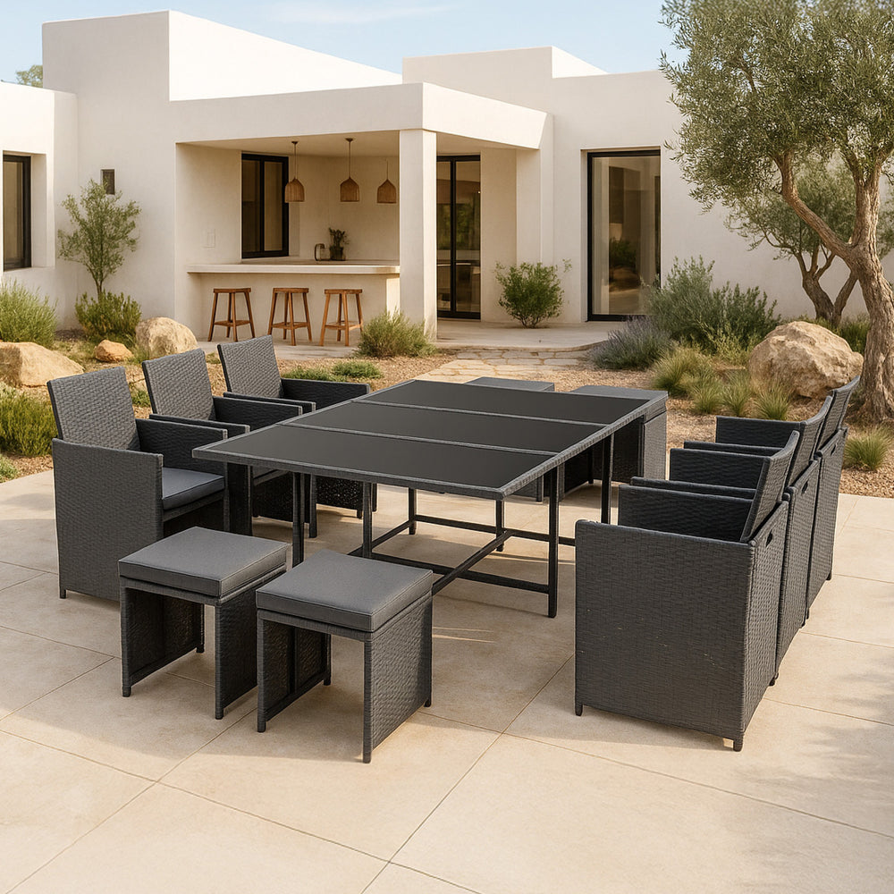 Salon de jardin en polyrattan Laredo XL diff. couleurs [en.casa] - premiumXL