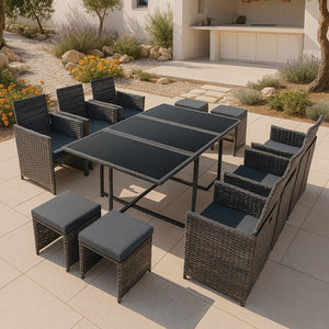 Salon de jardin en polyrattan Laredo XL différentes couleurs [en.casa] - premiumXL
