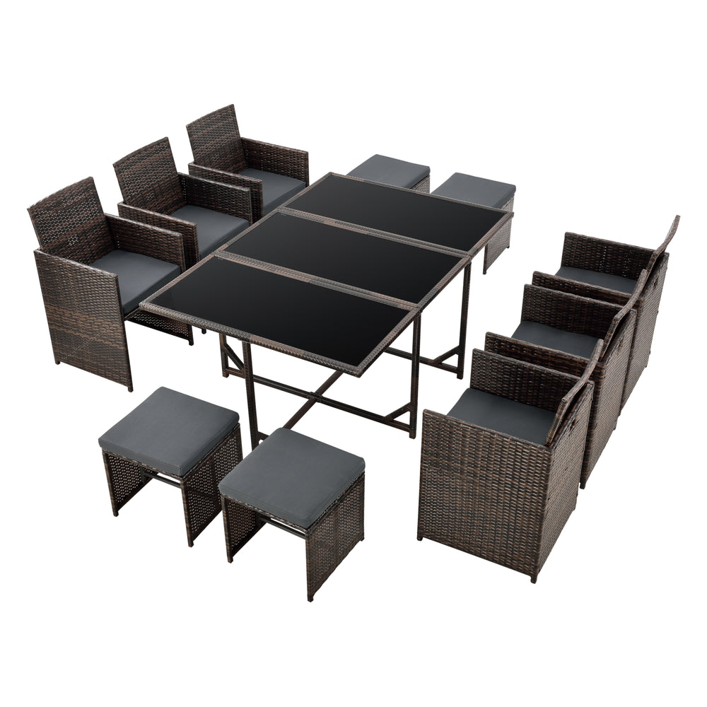 Salon de jardin en polyrattan Laredo XL diff. couleurs [en.casa] - premiumXL