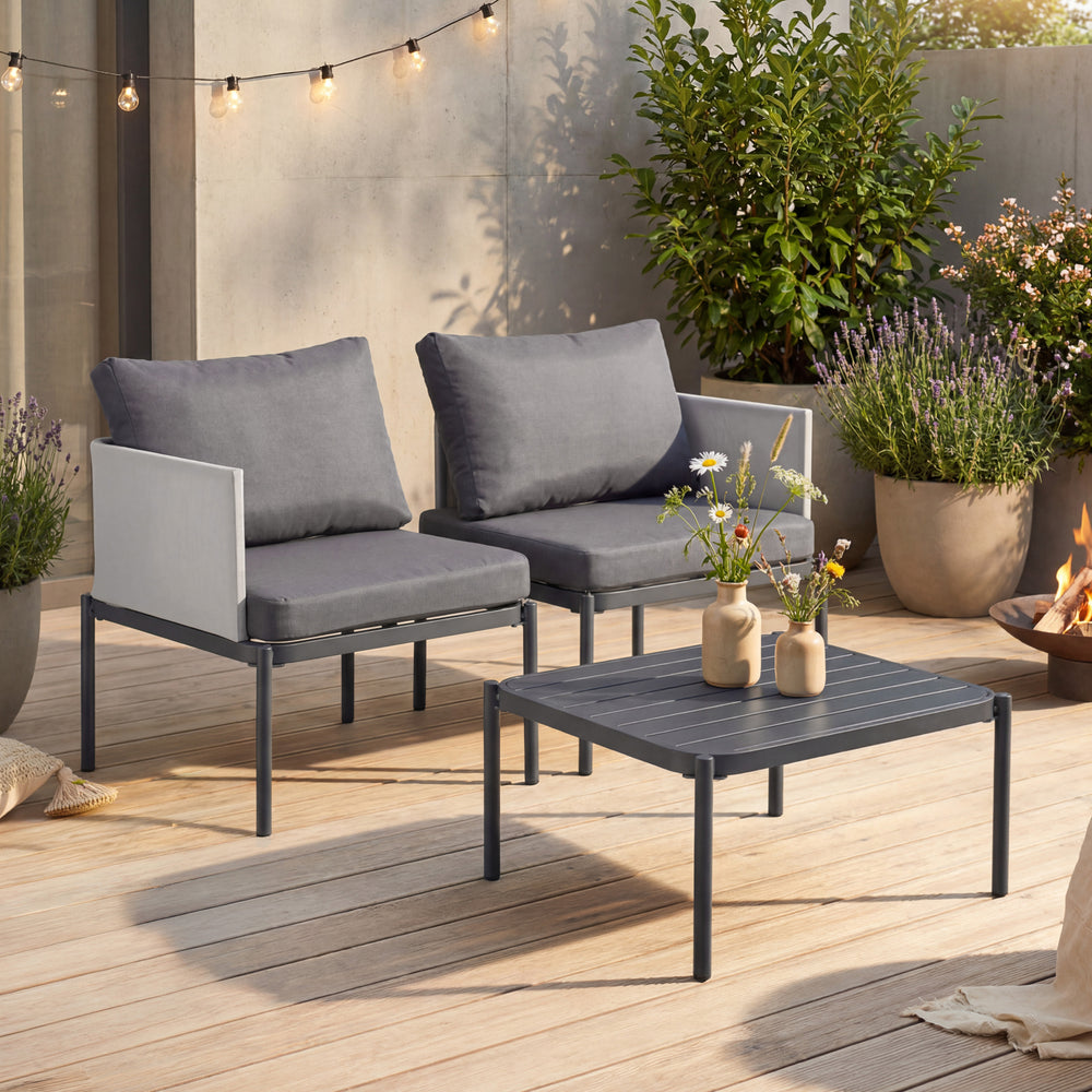 Ensemble de meubles de jardin 3 pièces Accettura gris casa.pro