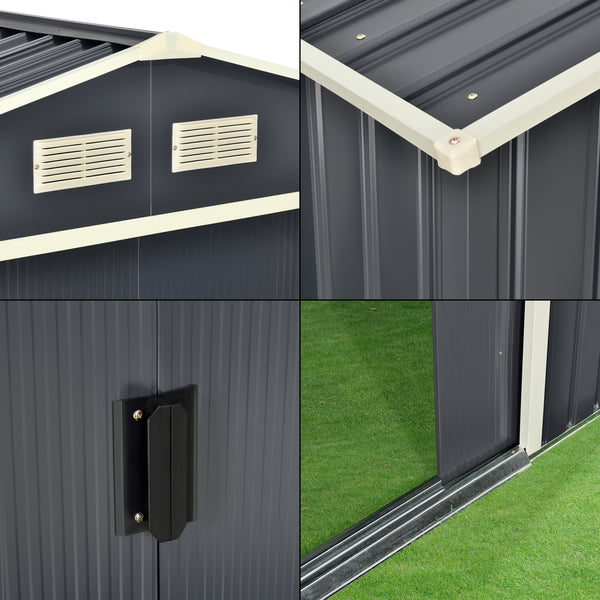Abri de Jardin en Acier Galvanisées Gris Foncé [en.casa]