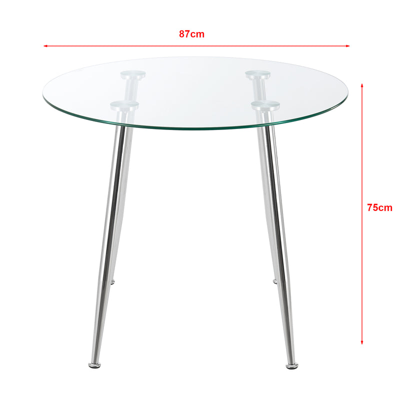 Croquis coté Table de salle à manger ronde Humppila Verre Trempé Acier [en.casa]