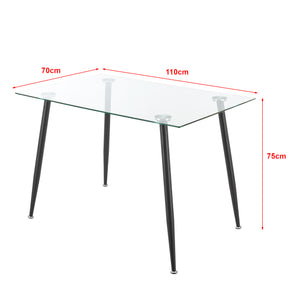 Table de salle à manger Hyrynsalmi verre trempé acier 75 x 110 x 70 cm [en.casa]