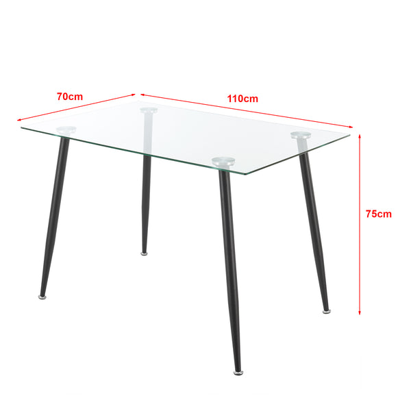 Table de salle à manger Hyrynsalmi verre trempé acier 75 x 110 x 70 cm [en.casa]