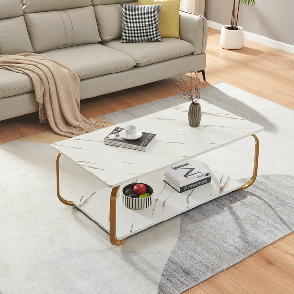 Table basse Kolta 120x60x43 cm aspect marbre [en.casa]