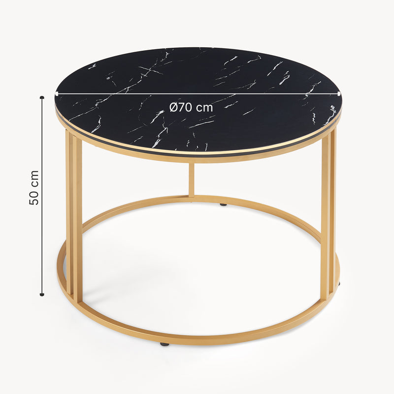 Croquis coté Table basse Aulum ronde 50 x 70 cm [en.casa]