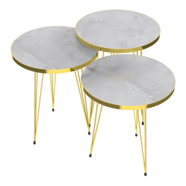 Set de 3 tables d'appoint Skibby rondes gigognes [en.casa]