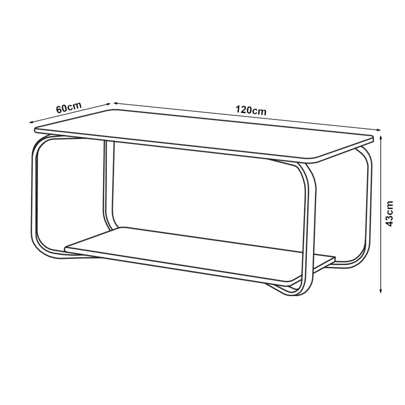 Croquis coté Table basse Kolta 120 x 60 x 43 cm [en.casa]