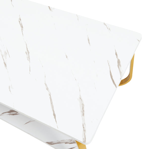 Table basse Kolta 120x60x43 cm aspect marbre [en.casa]