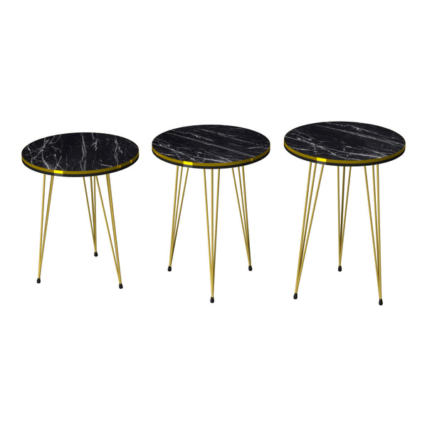 Set de 3 tables d'appoint Ry rondes gigognes [en.casa]