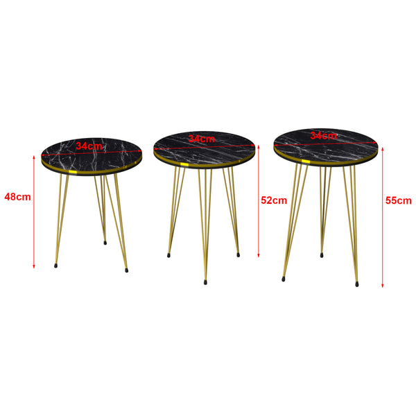 Set de 3 tables d'appoint Ry rondes gigognes [en.casa]