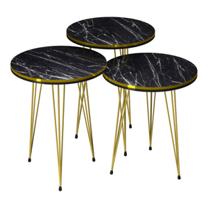 Set de 3 tables d'appoint Ry rondes gigognes [en.casa]