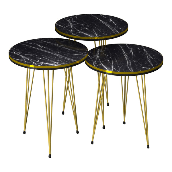Set de 3 tables d'appoint Ry rondes gigognes [en.casa]