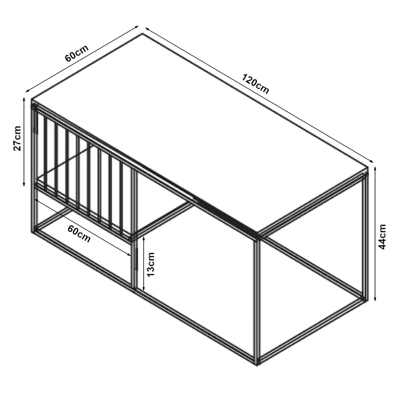 Croquis coté Table basse Raukurg 120 x 60 x 42 cm [en.casa]