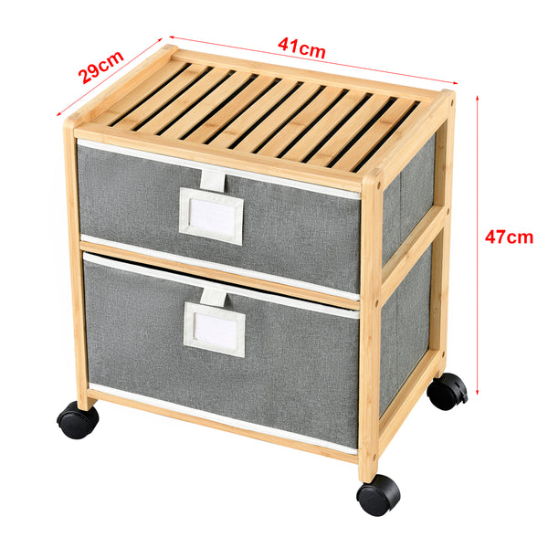 Table d'appoint en bambou Noorliit sur roulettes en différentes tailles [en.casa]