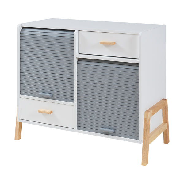 Commode Kvaefjord bambou gris blanc [en.casa] 