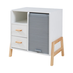 Commode Kvaefjord bambou gris blanc [en.casa] 