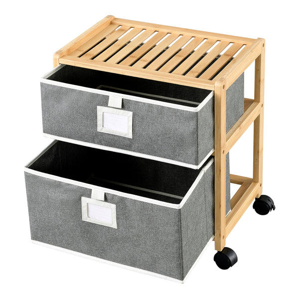 Table d'appoint en bambou Noorliit sur roulettes en différentes tailles [en.casa]