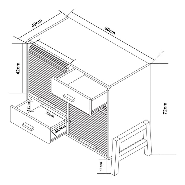 Commode Kvaefjord bambou gris blanc [en.casa] 
