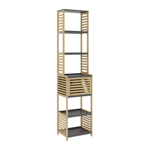 Étagère de salle de bains Kydesby bambou naturel / gris [en.casa]