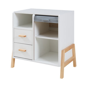 Commode Kvaefjord bambou gris blanc [en.casa] 