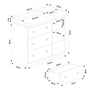 Commode à langer Beldinupp 93 x 110 x 55 cm [en.casa]