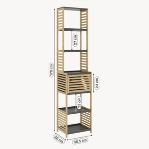 Étagère de salle de bains Kydesby bambou naturel / gris [en.casa]