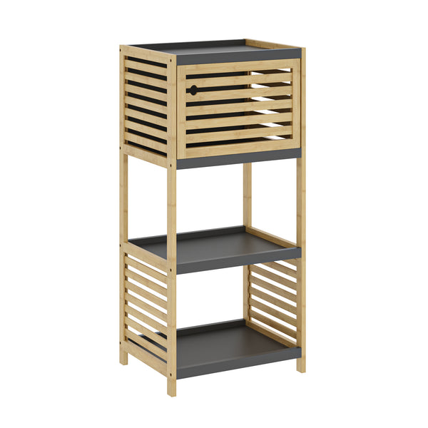 Étagère de salle de bains Kydesby bambou naturel / gris [en.casa]