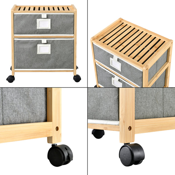 Table d'appoint en bambou Noorliit sur roulettes en différentes tailles [en.casa]