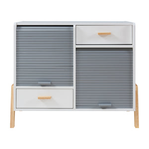 Commode Kvaefjord bambou gris blanc [en.casa] 