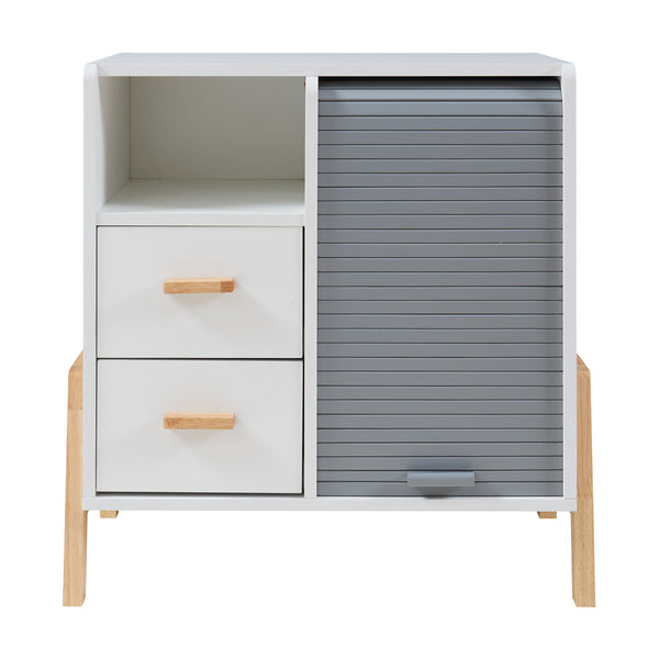 Commode Kvaefjord bambou gris blanc [en.casa] 