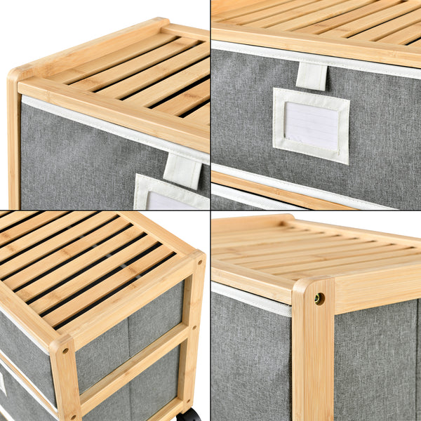 Table d'appoint en bambou Noorliit sur roulettes en différentes tailles [en.casa]