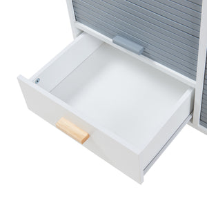 Commode Kvaefjord bambou gris blanc [en.casa] 