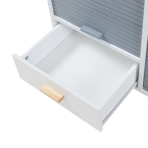 Commode Kvaefjord bambou gris blanc [en.casa] 