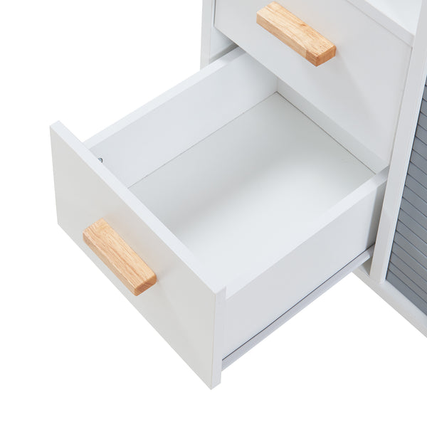 Commode Kvaefjord bambou gris blanc [en.casa] 