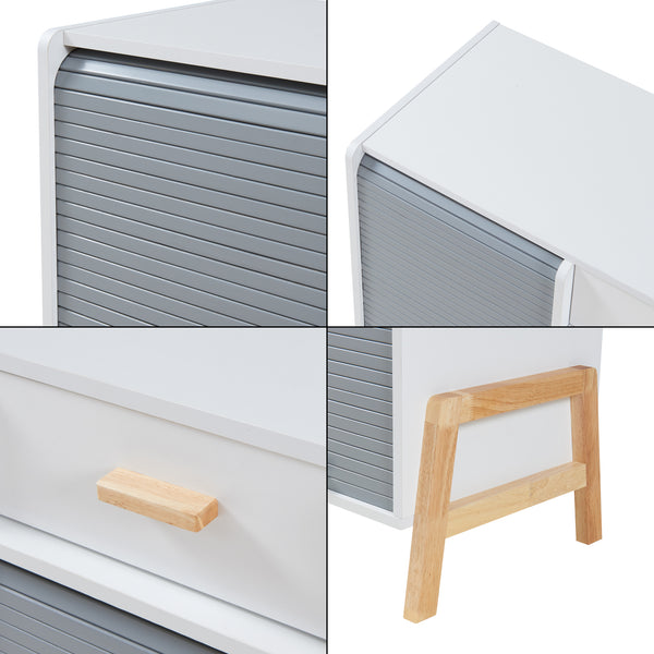 Commode Kvaefjord bambou gris blanc [en.casa] 