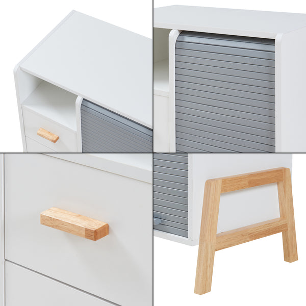 Commode Kvaefjord bambou gris blanc [en.casa] 