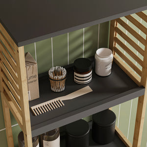 Étagère de salle de bains Kydesby bambou naturel / gris [en.casa]