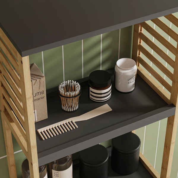 Étagère de salle de bains Kydesby bambou naturel / gris [en.casa]