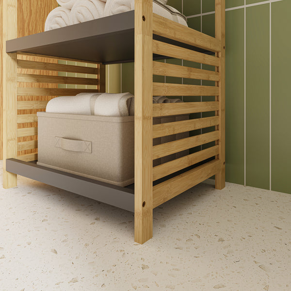 Étagère de salle de bains Kydesby bambou naturel / gris [en.casa]