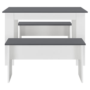 Lot de Table et 2 Bancs de Salle à Manger Hokksund pour 4 Personnes [en.casa]