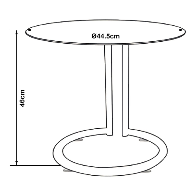 Croquis coté Table d'appoint Ylivieska verre trempé 46 x 45 cm [en.casa]

