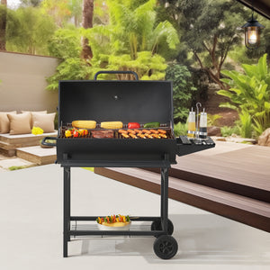 Chariot de barbecue Armento 95x108x61cm Noir [casa.pro]