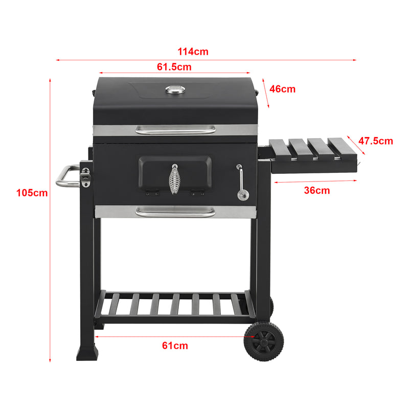 Croquis coté Chariot de barbecue au charbon de bois Arnad noir casa.pro