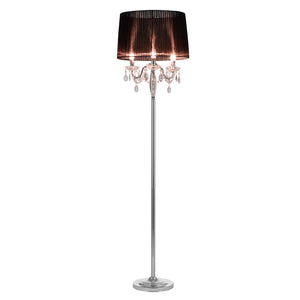 [lux.pro] Lampadaire Lampe sur Pied Métal Tissu Noir Chrome Hauteur 165 cm Diamètre 45cm