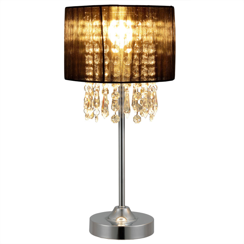 Croquis coté Lampe de Bureau Élégante Lampe de Table Stylée Liseuse avec Cristaux Synthétiques E14 Métal Hauteur 40 cm Noir [lux.pro]