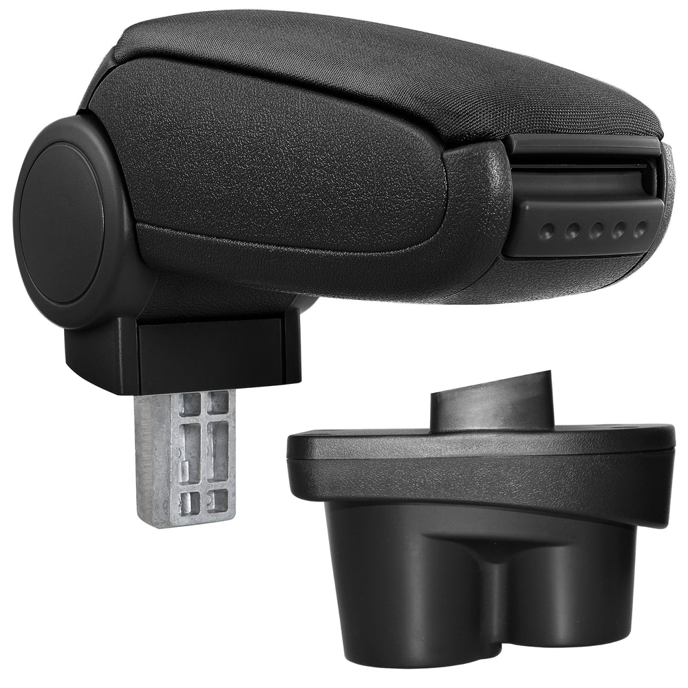 Accoudoir central sur mesure pour Opel Corsa E à partir de 2014 - Repose-bras avec compartiment de rangement - rembourré - noir - gris [pro.tec] - premiumXL
