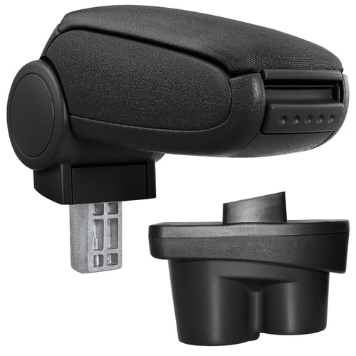 Accoudoir central adapté pour Opel Corsa E à partir de 2014 - Repose-bras avec compartiment de rangement - rembourré - noir - gris [pro.tec] - premiumXL