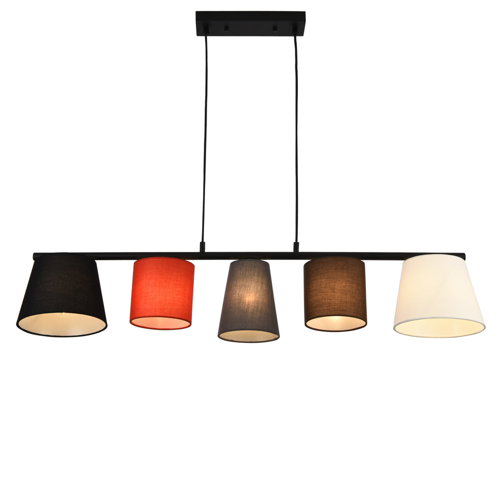 Suspension Mysen 5 lumières tissu noir lux.pro - premiumXL